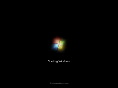 Windows 7 starting Windows